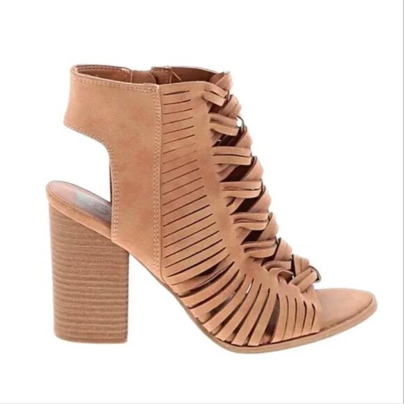 DV Dolce Vita Alyson Ankle Booties Heels Peep Toe Tan 10 - Picture 6 of 14